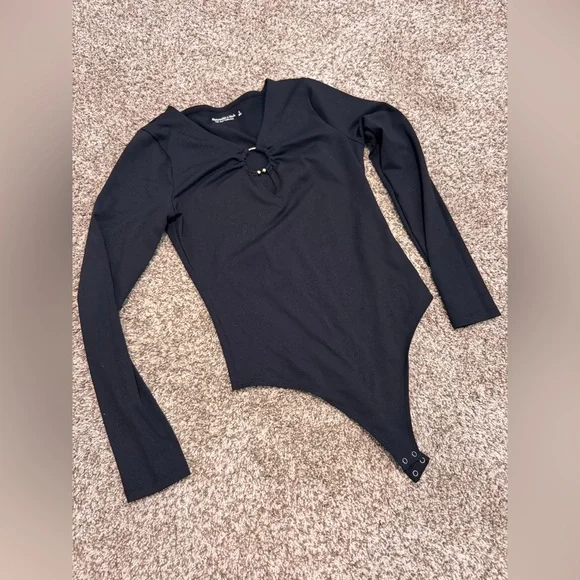 Abercrombie & Fitch Size S Bodysuit Black with Metal Detail - Picture 1 of 2